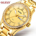 2020 Top Luxury Brand OLEVS  Men Business WristWatch Men Diamond Gold Steel Alloy Clock  Analog Quartz Watch Montre Homme Men